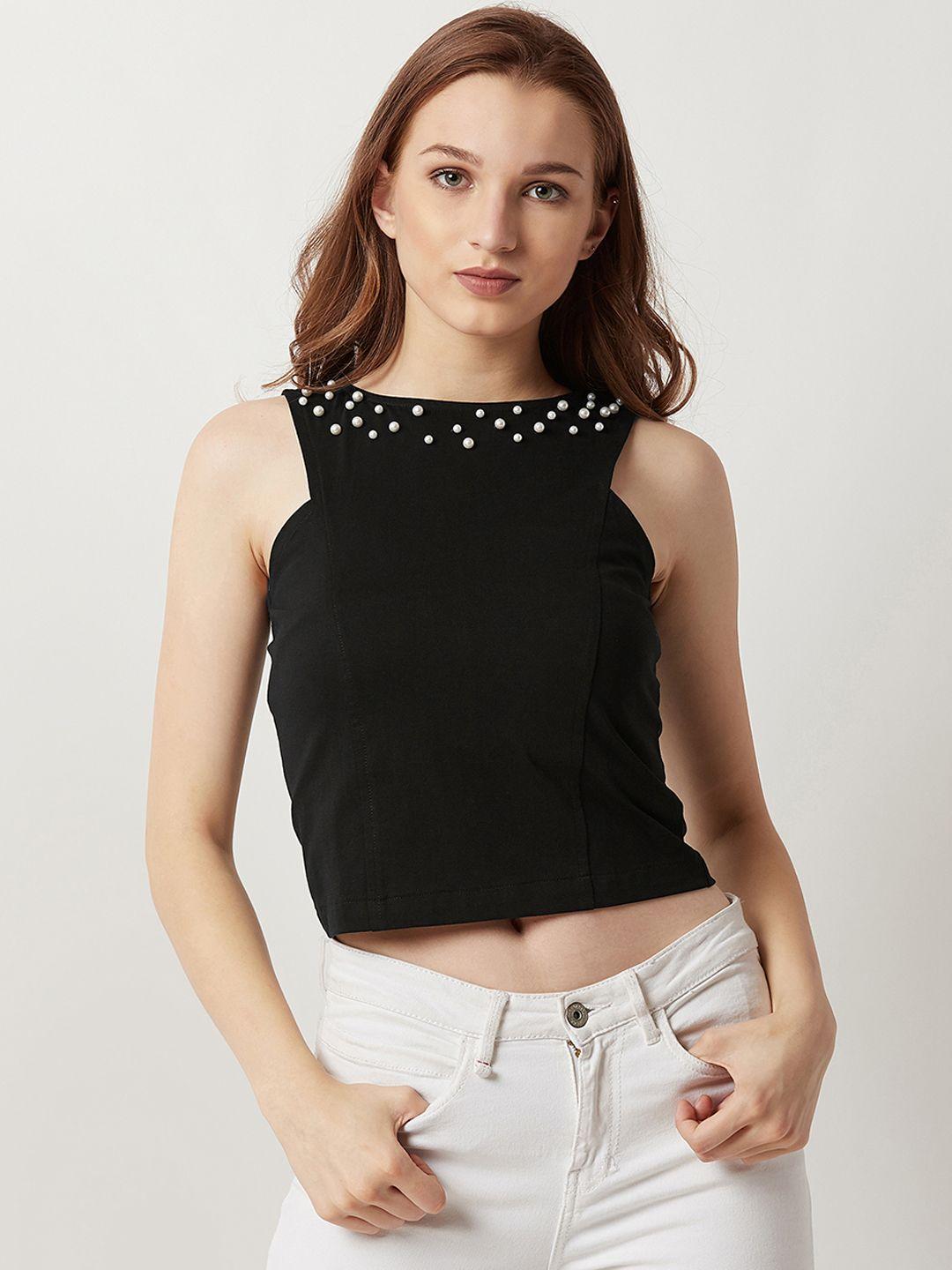 miss chase women black solid top