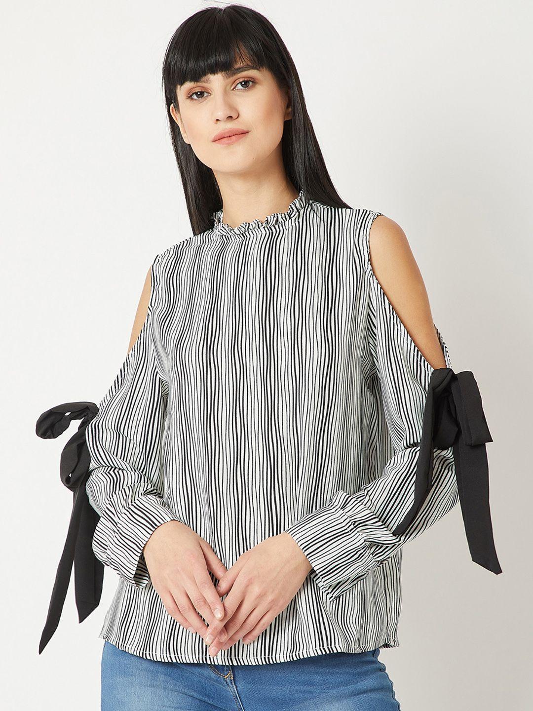 miss chase women black striped top