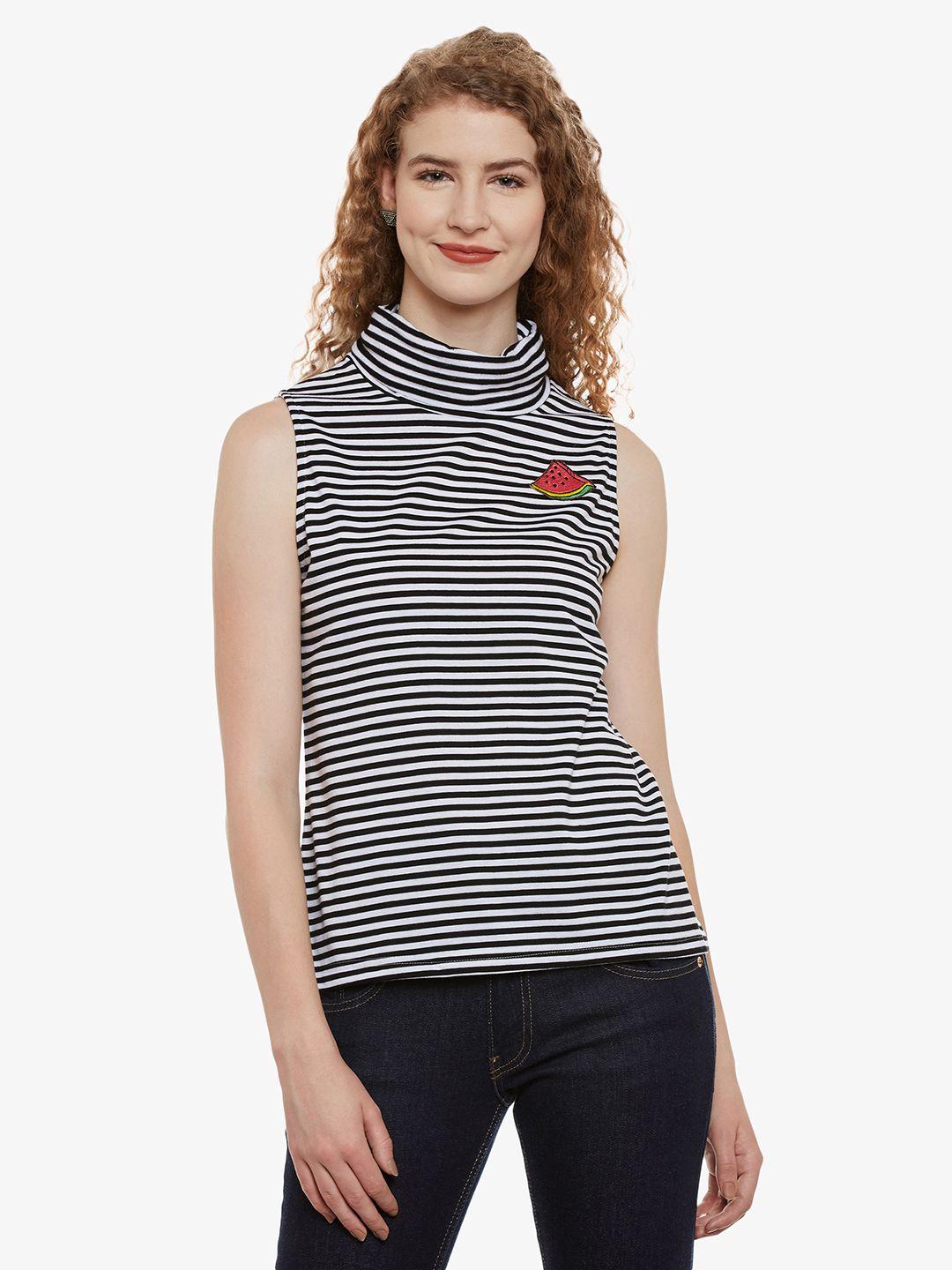 miss chase women black striped top