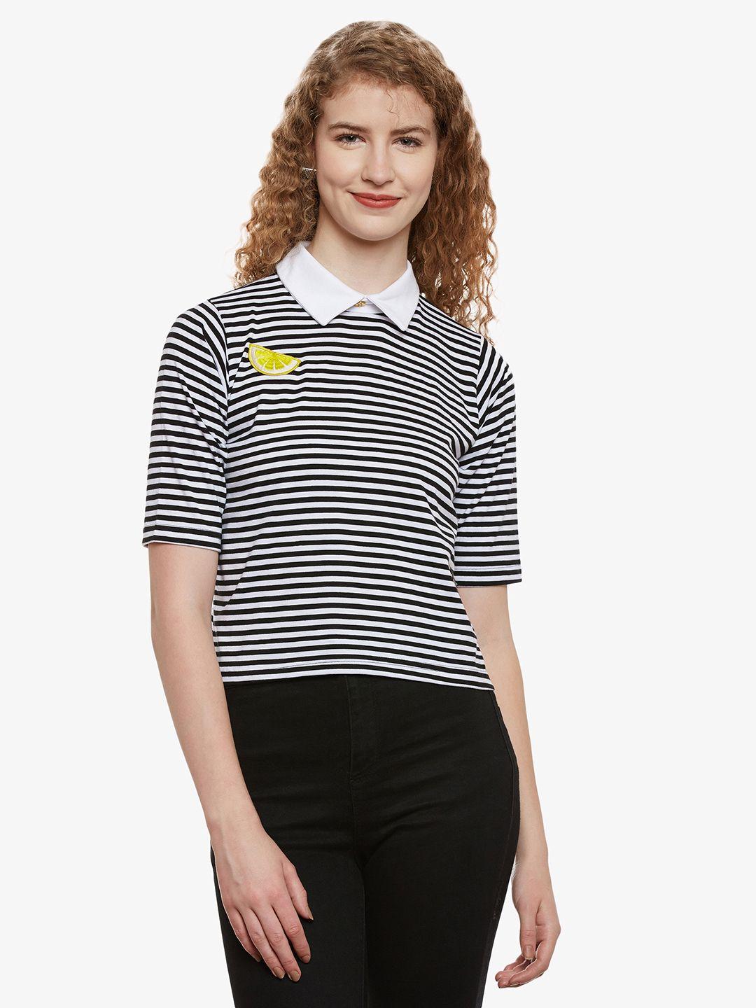 miss chase women black striped top