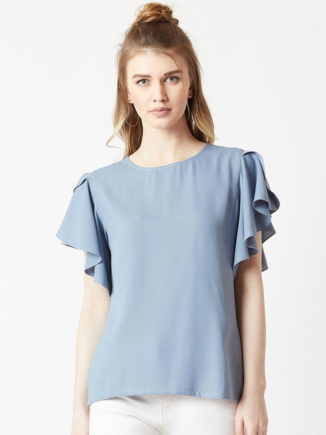 miss chase women blue solid top