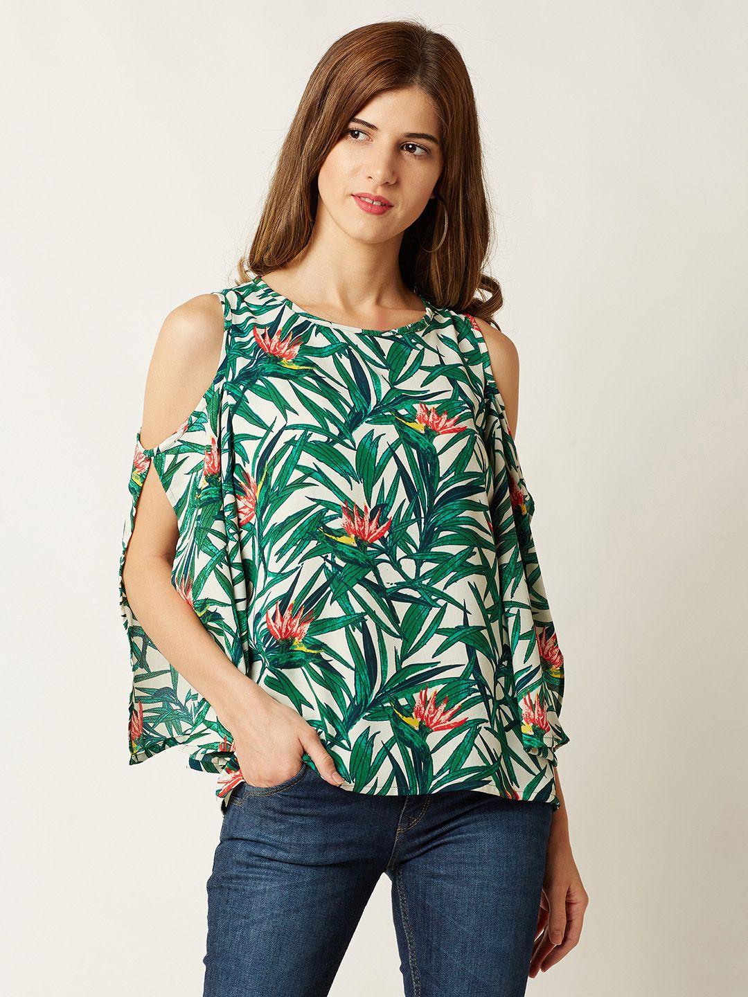 miss chase women green printed top