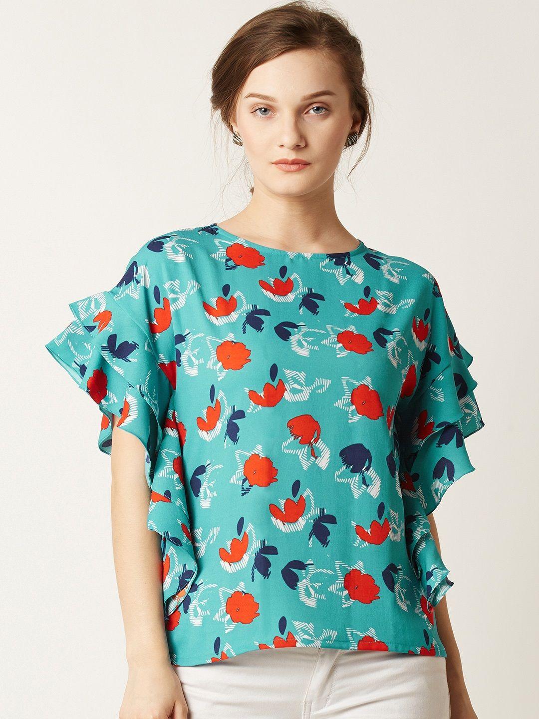 miss chase women green printed top