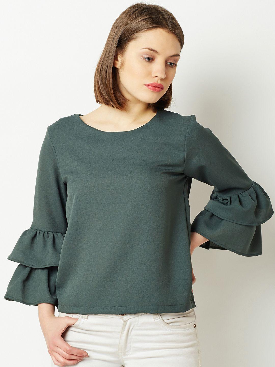 miss chase women green solid top