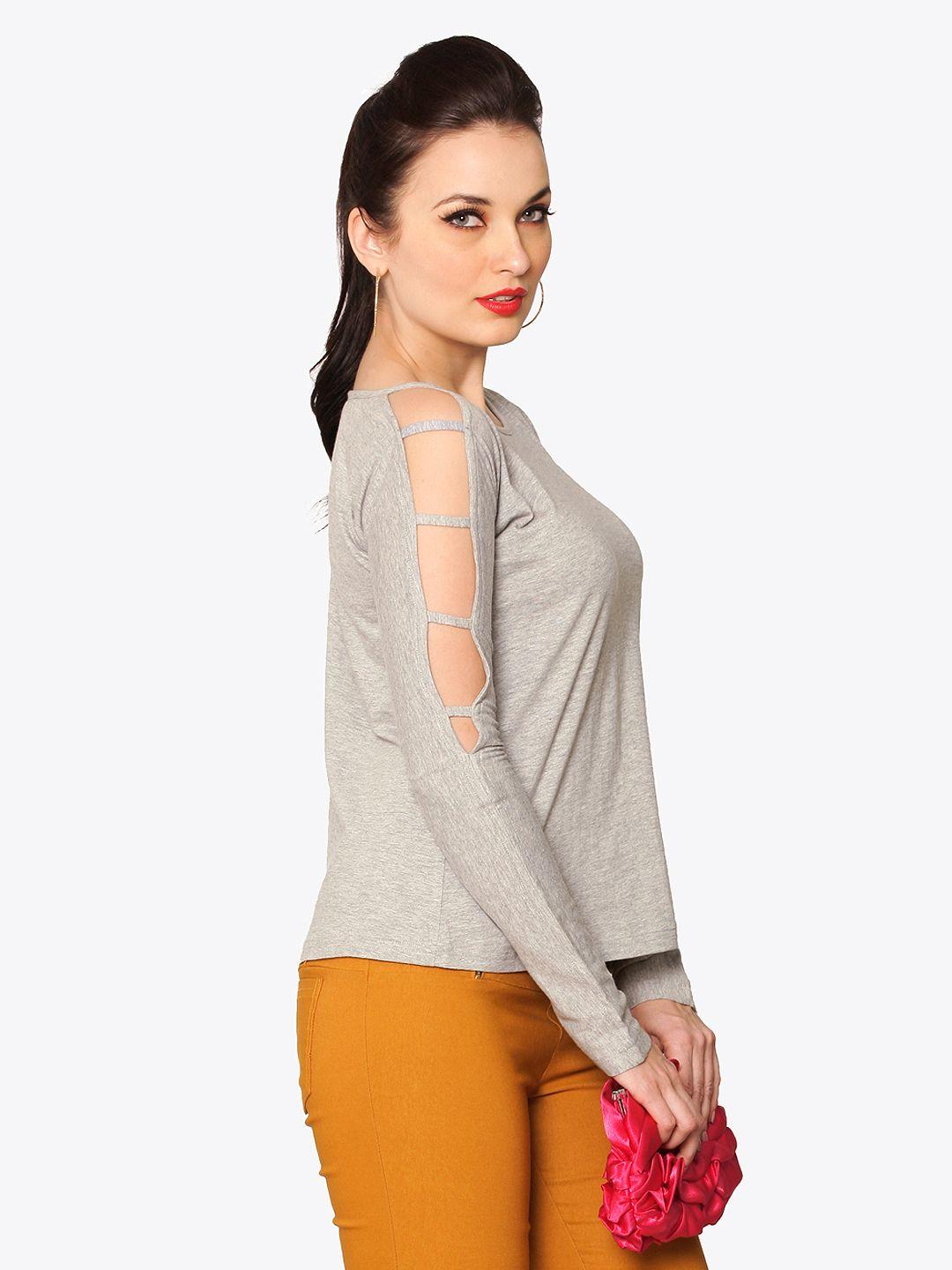 miss chase women grey melange top