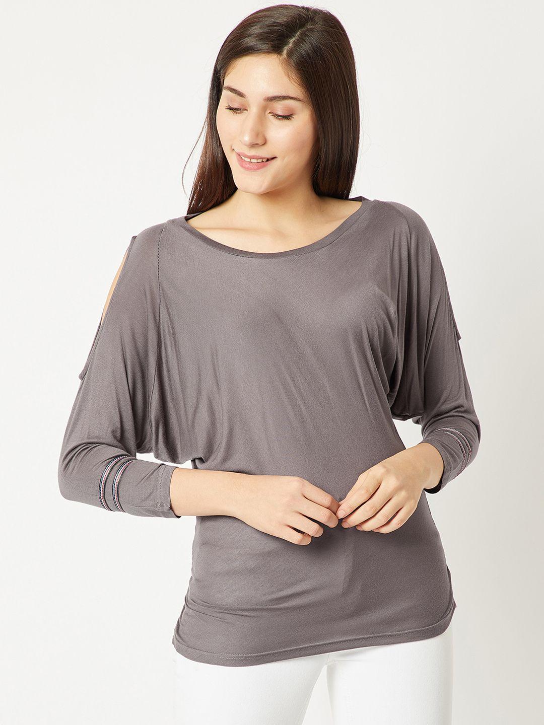 miss chase women grey solid top