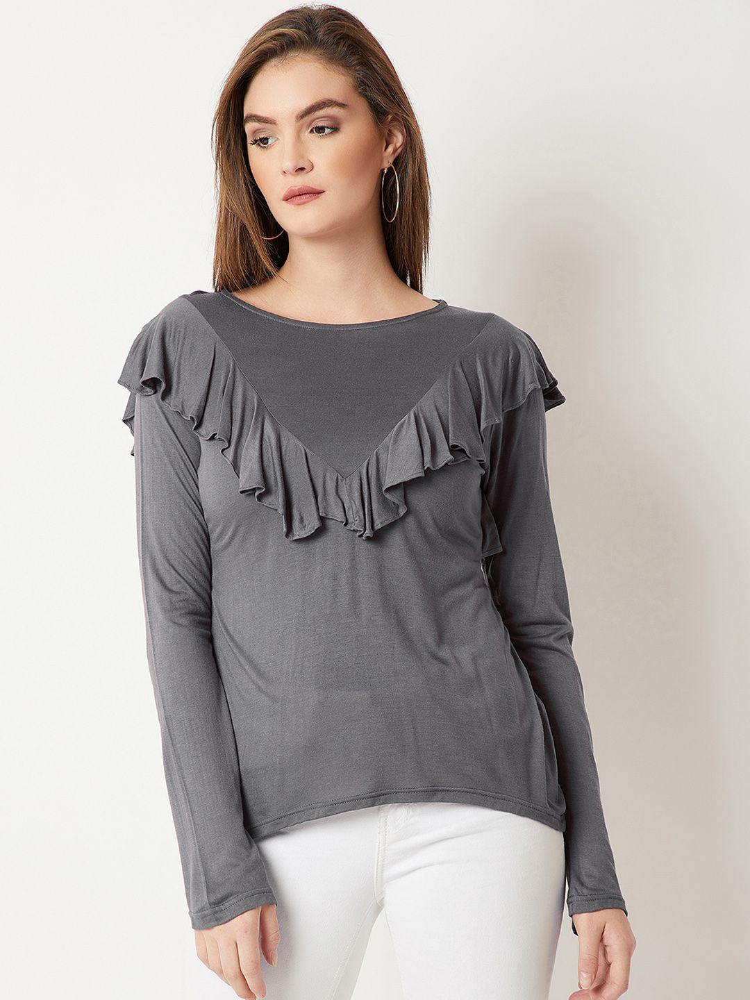 miss chase women grey solid top