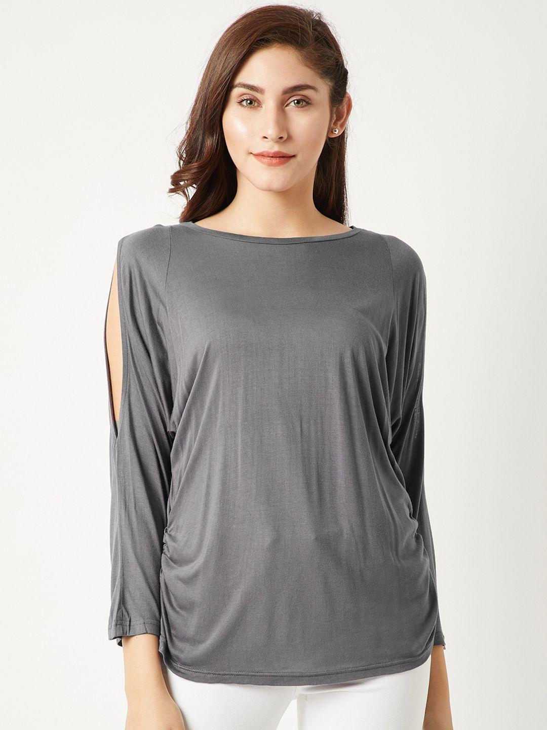 miss chase women grey solid top