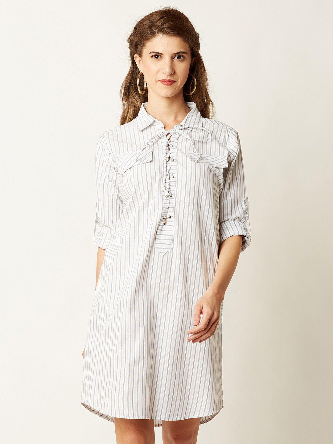 miss chase women grey striped shirt dress