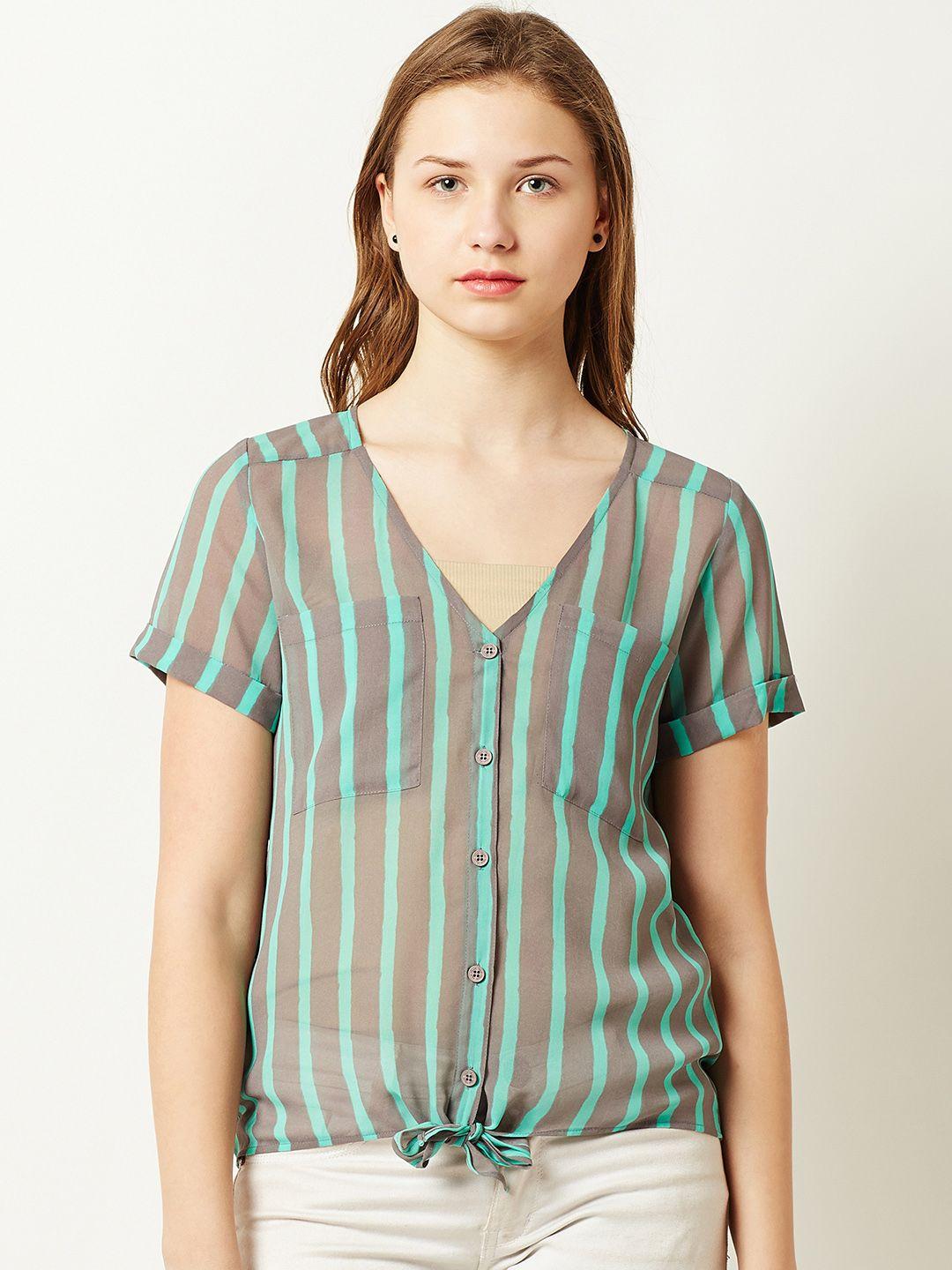 miss chase women grey striped top