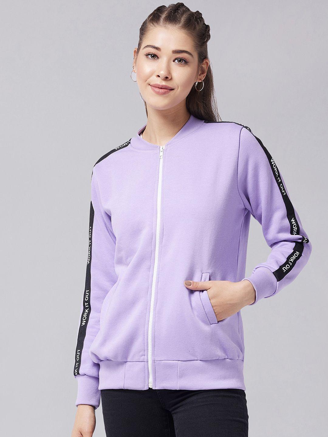 miss chase women lavender & black bomber jacket