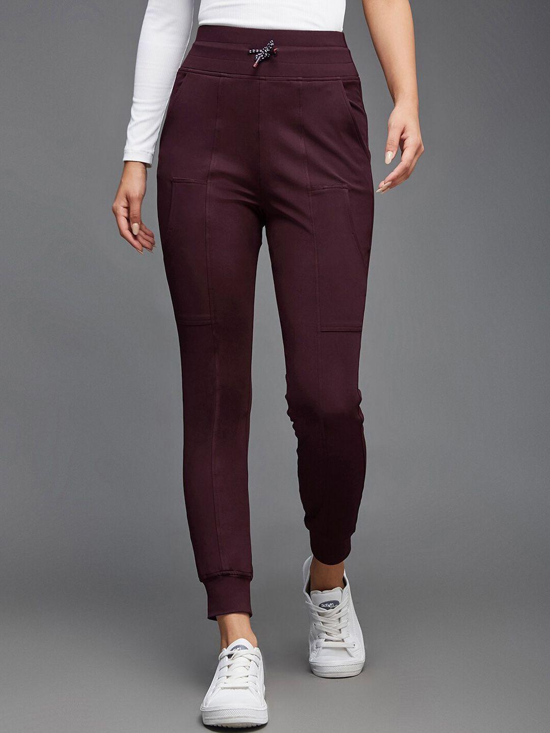 miss chase women maroon high-rise trousers