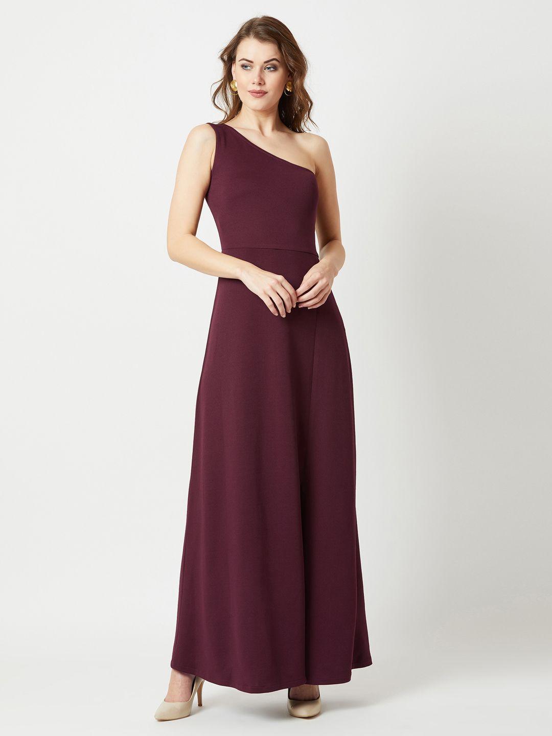 miss chase women maroon solid maxi dress