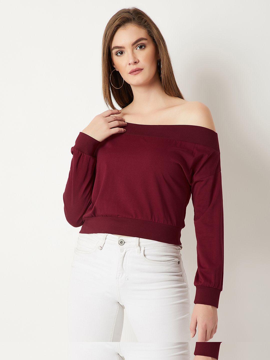 miss chase women maroon solid top