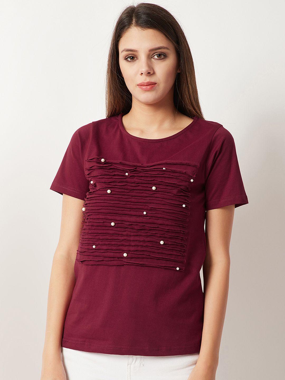 miss chase women maroon solid top