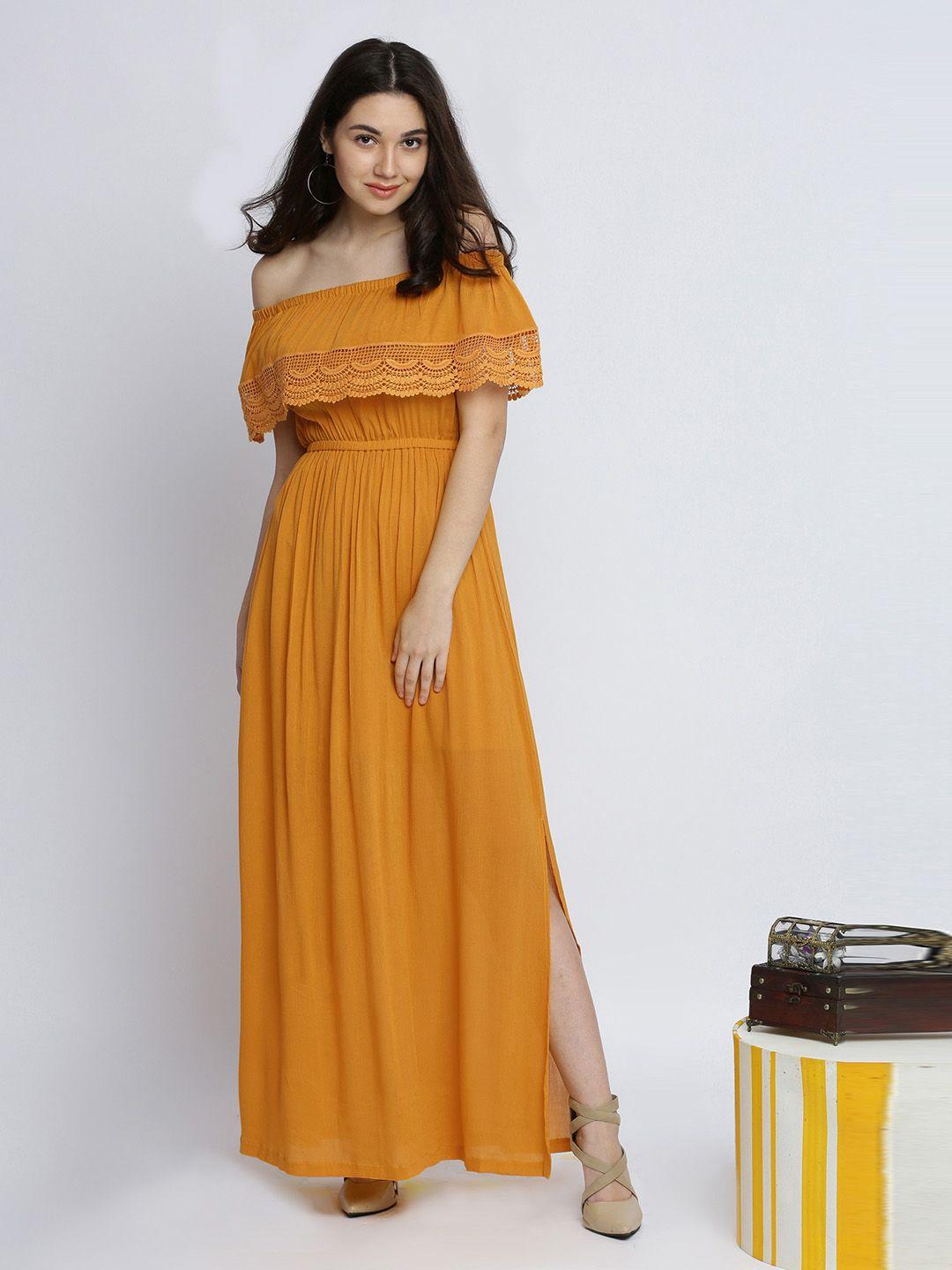 miss chase women mustard solid maxi dress