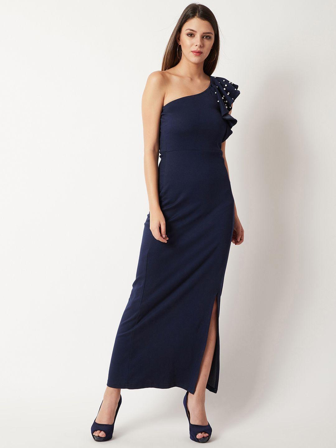 miss chase women navy blue embellished maxi dress