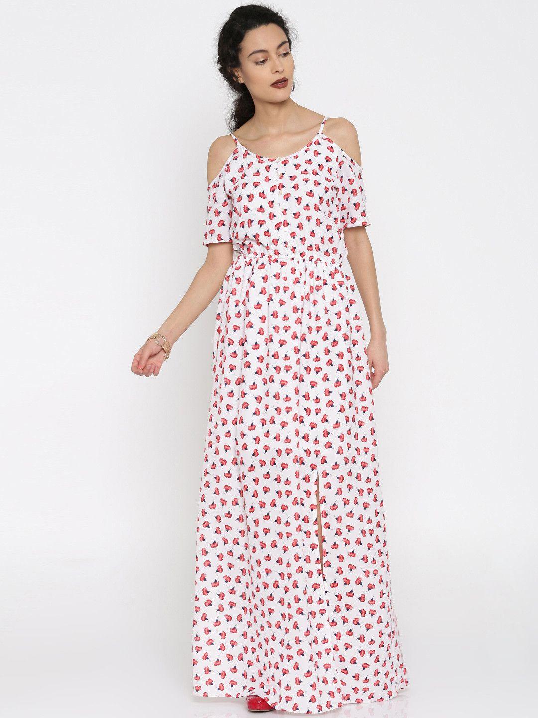 miss chase women off-white & red printed maxi dress