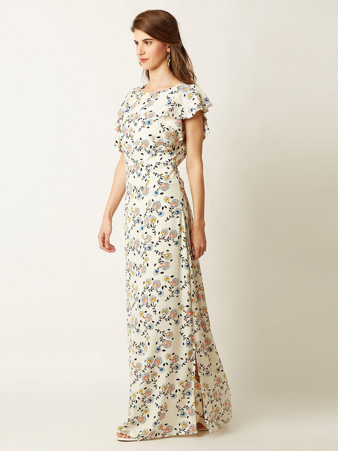 miss chase women off-white printed a-line dress