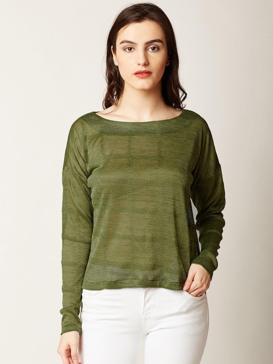 miss chase women olive green solid top