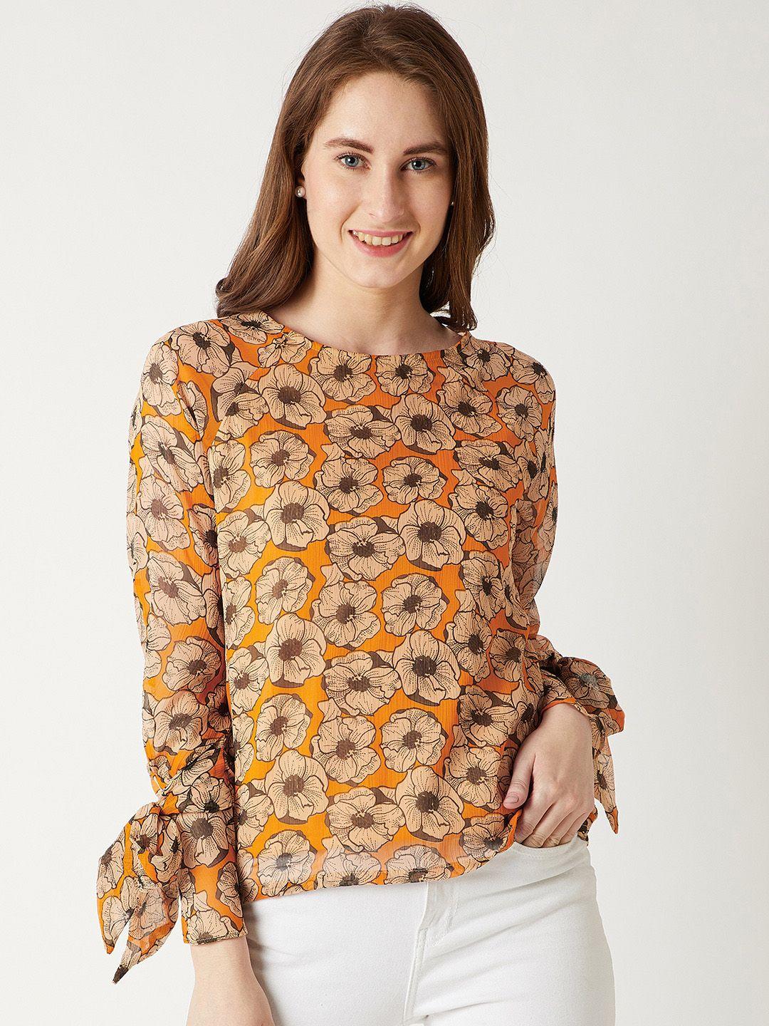 miss chase women orange printed top