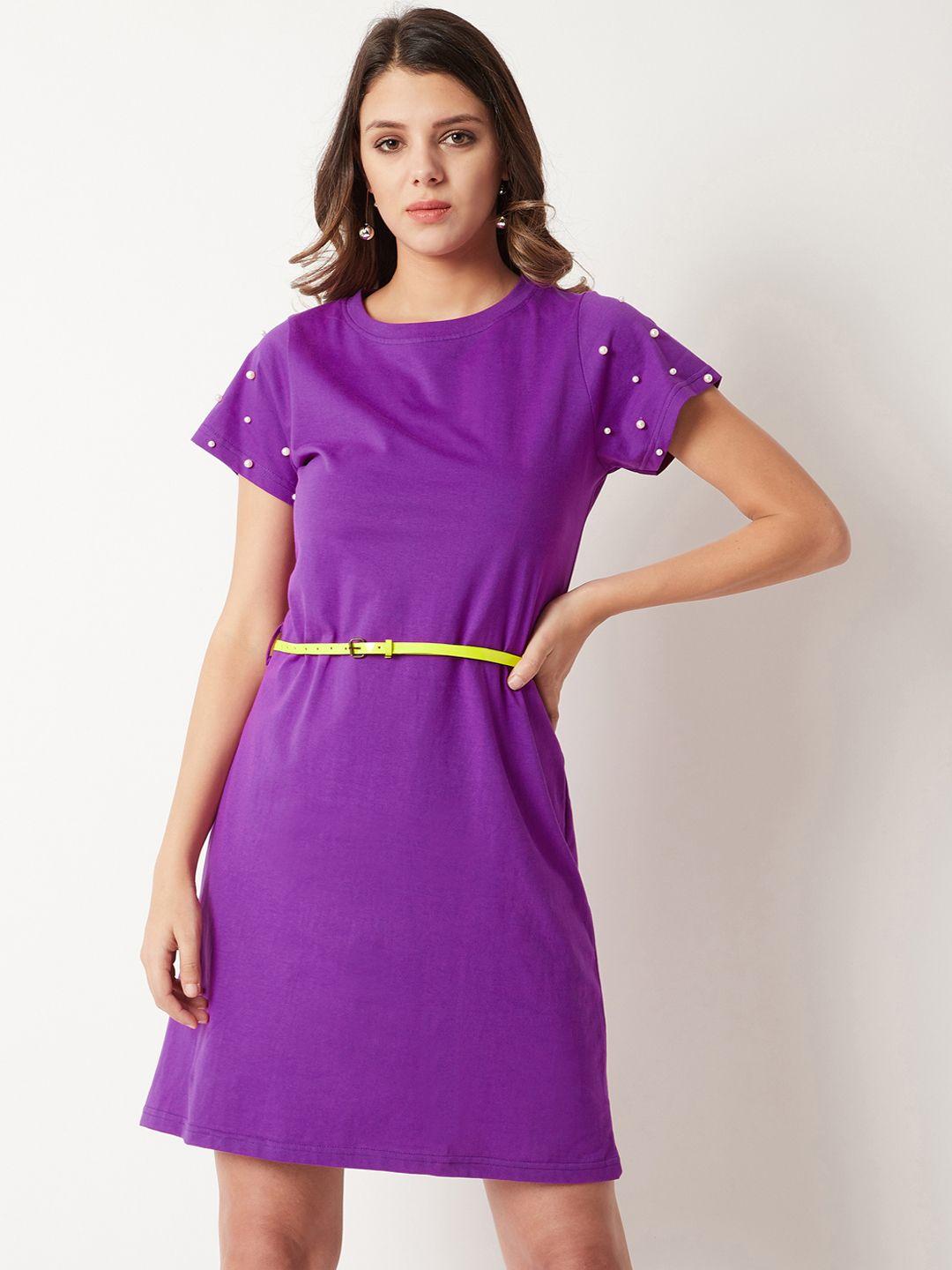 miss chase women purple embellished sheath dress