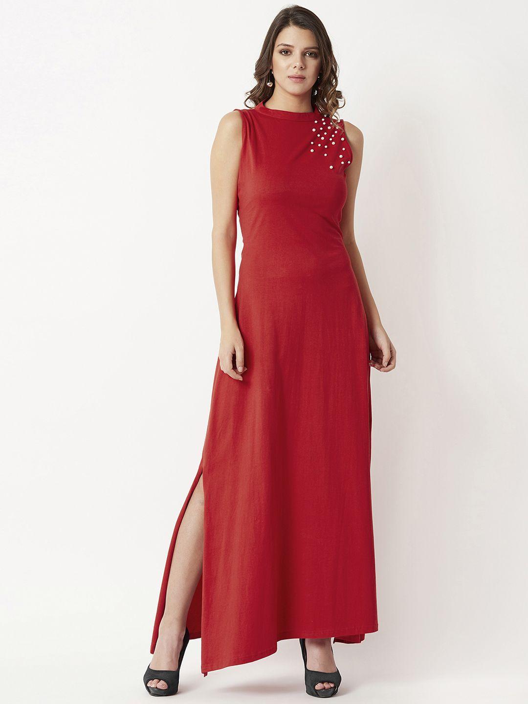 miss chase women red embellished maxi dress