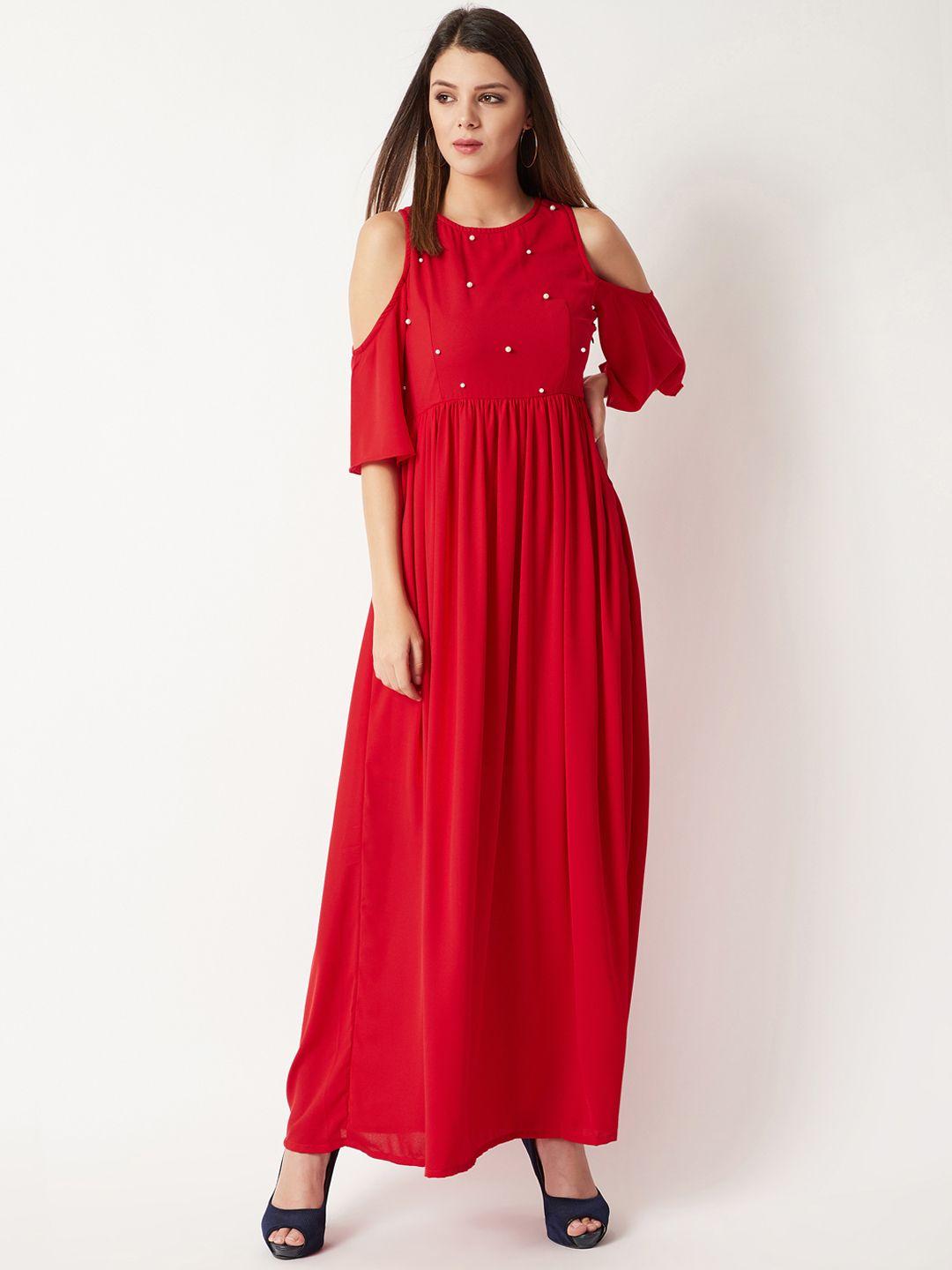 miss chase women red solid maxi dress