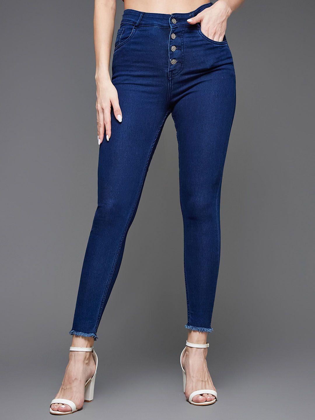 miss chase women skinny fit high-rise clean look stretchable jeans