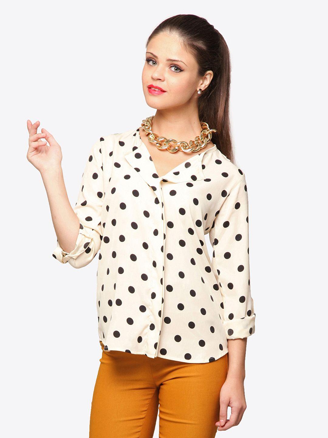 miss chase women white & black printed top