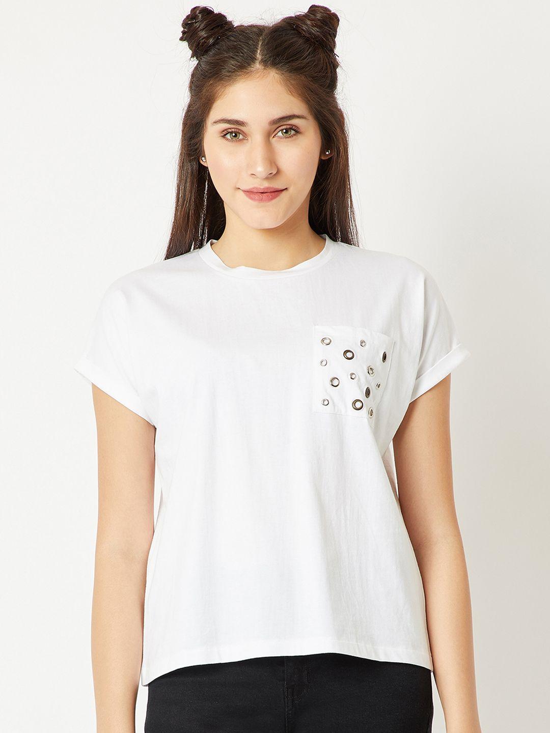 miss chase women white embellished top