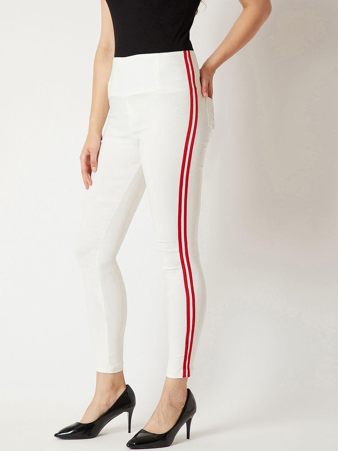 miss chase women white solid hight waist slim-fit jeggings