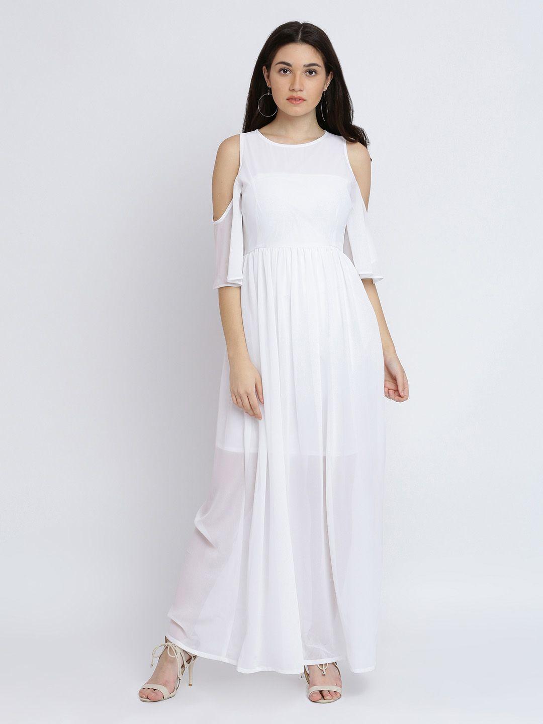 miss chase women white solid maxi dress