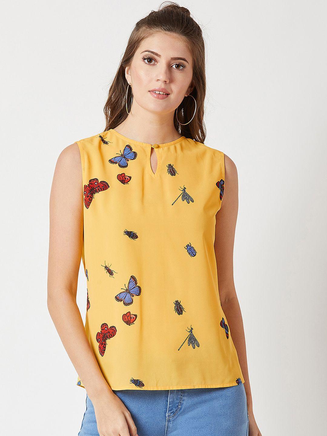 miss chase women yellow butterfly print top