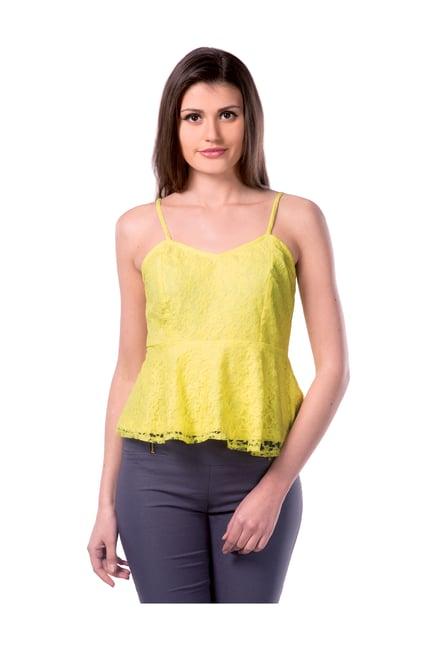 miss chase yellow lace cotton top