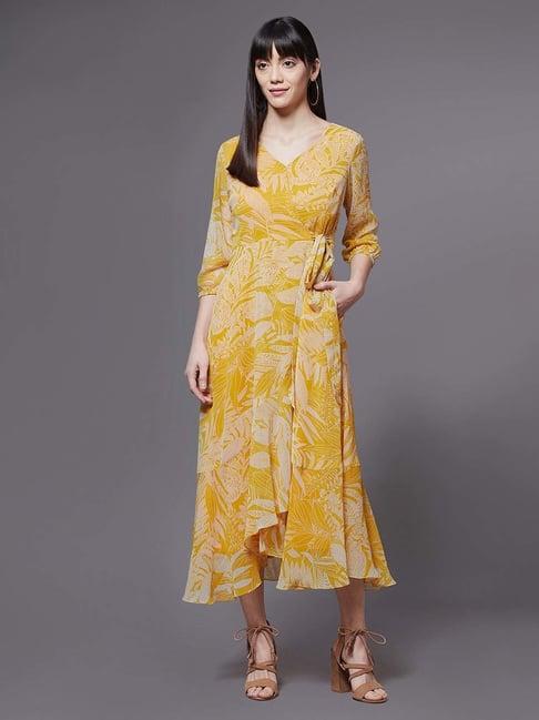 miss chase yellow printed dress