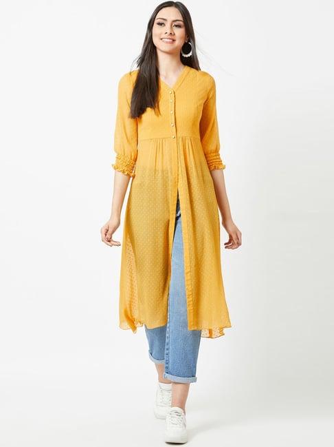 miss chase yellow self pattern tunic