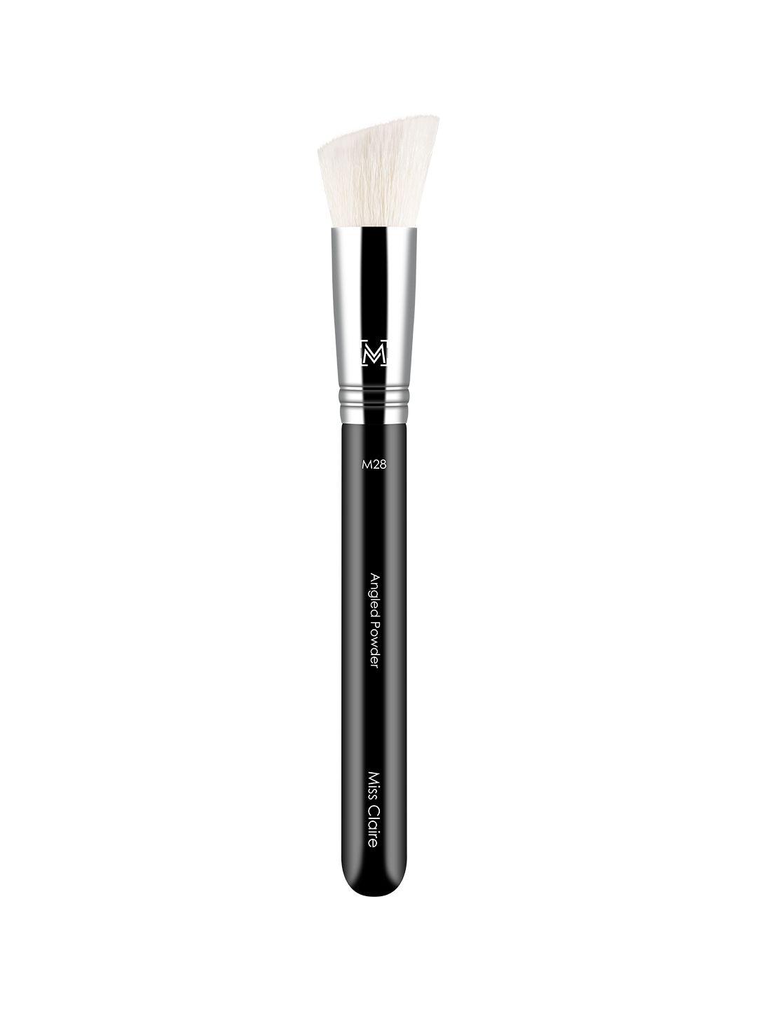 miss claire chrome angled powder brush - m28 black & silver-toned