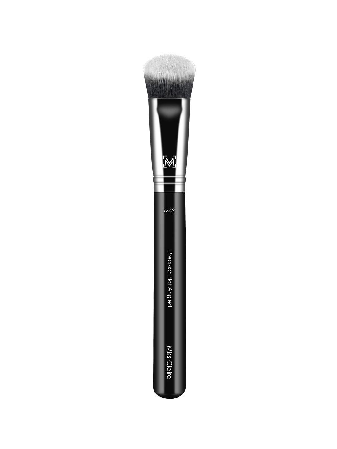 miss claire m42 - precision flat angled face brush - silver-toned & black