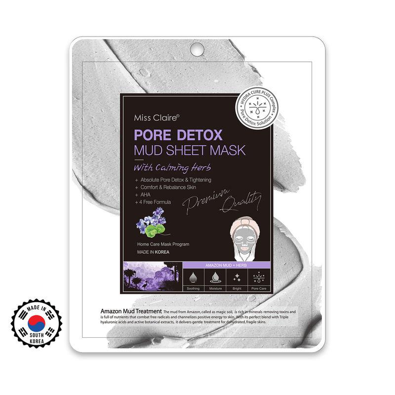 miss claire pore detox mud sheet mask with calming herb