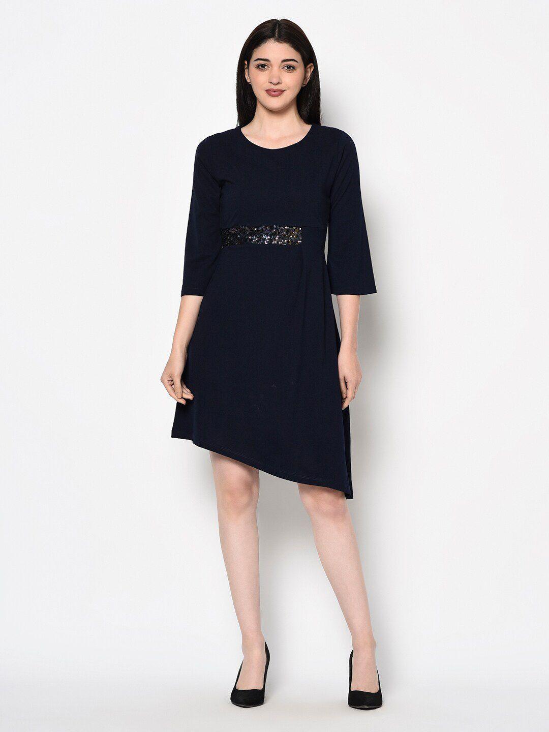 miss grace round neck embellished detailed a-line dress