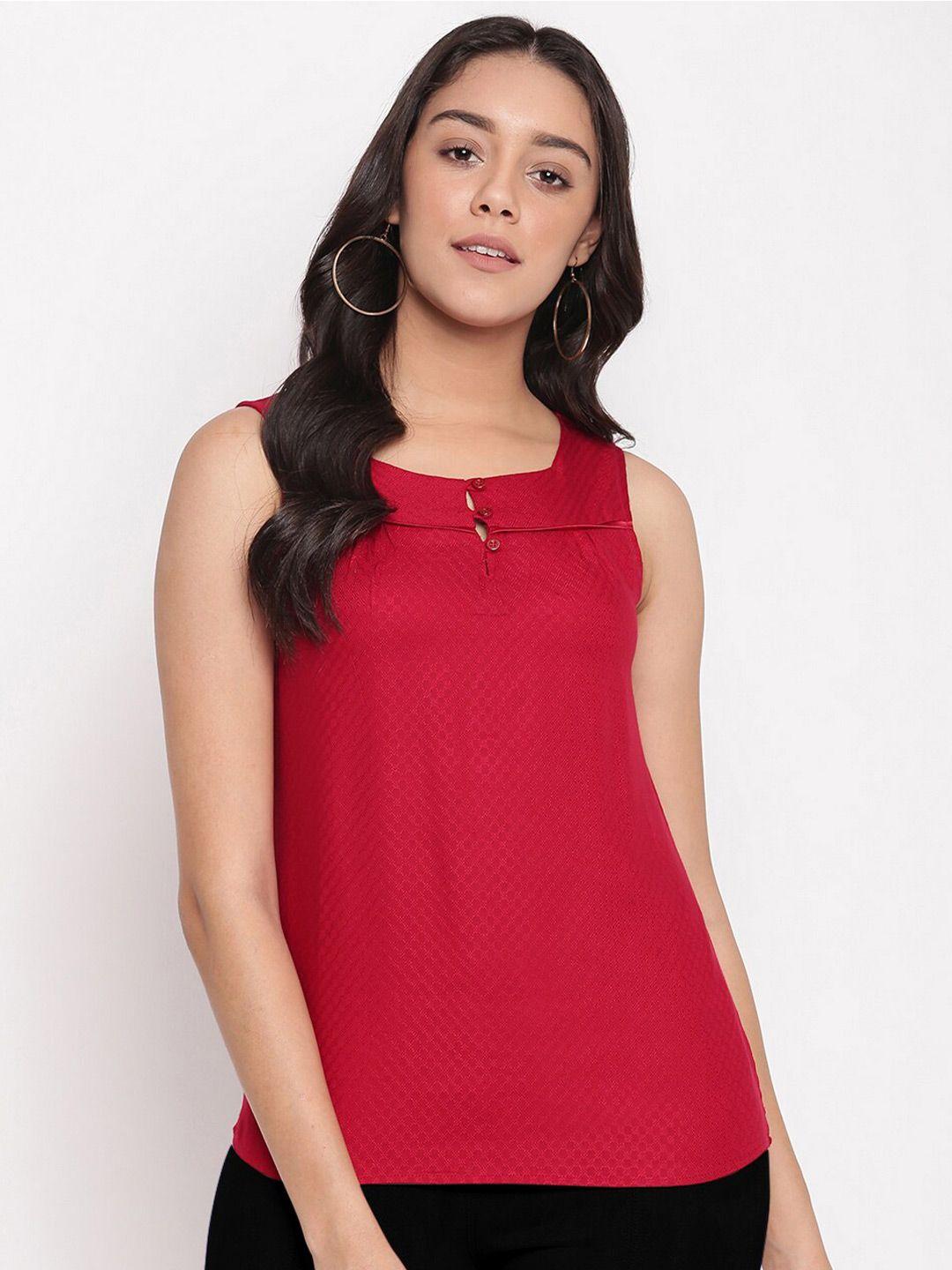 miss grace self design keyhole neck sleeveless top