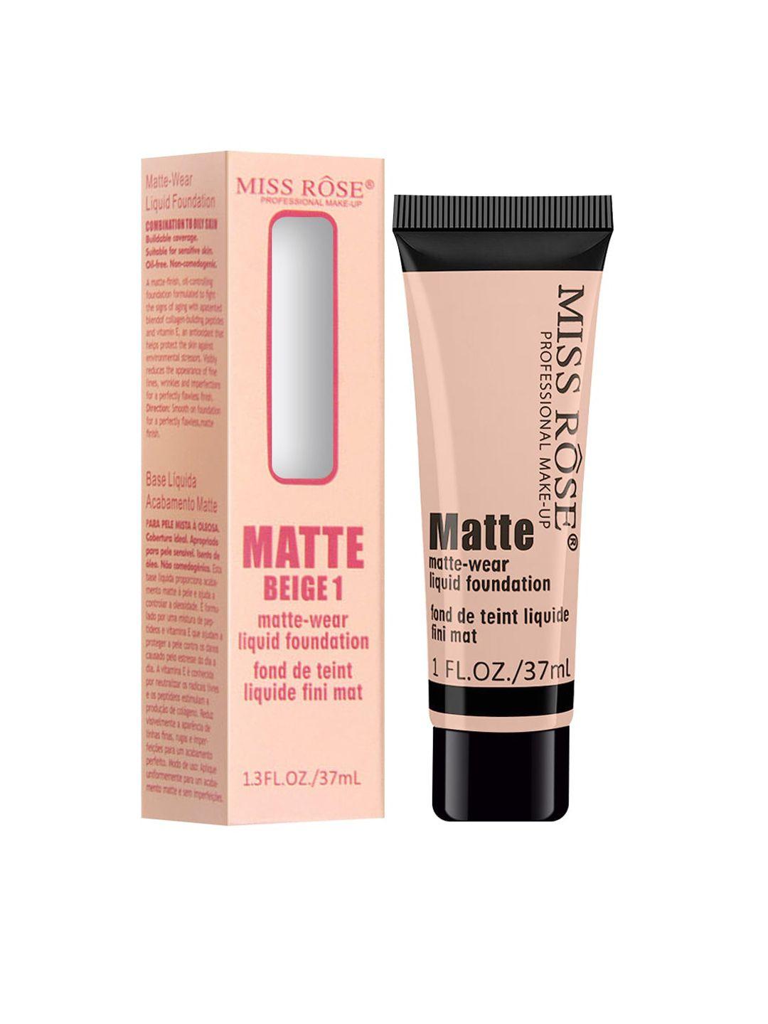 miss rose matte finish liquid foundation tube beige 01 - 37 ml