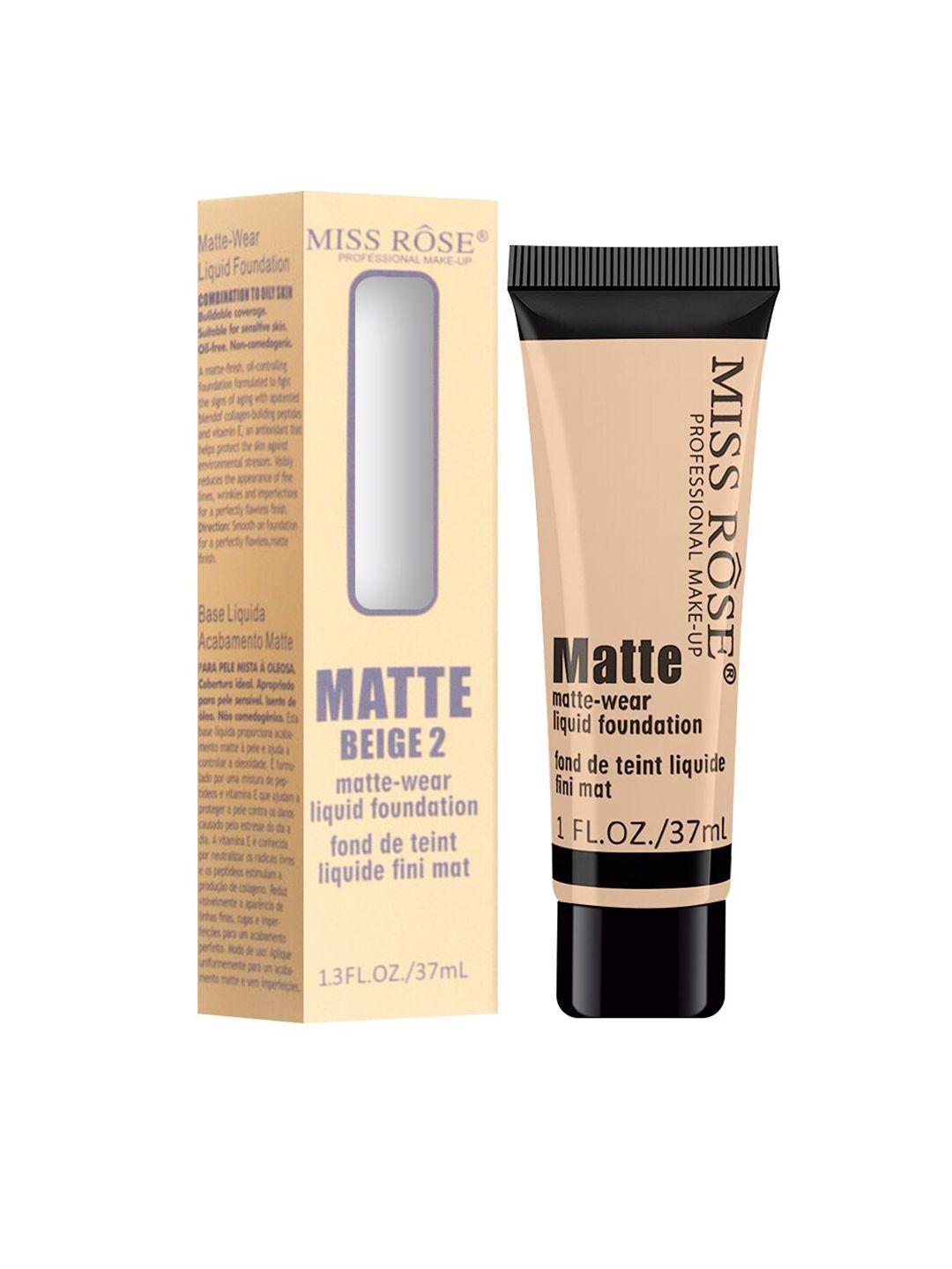 miss rose matte finish liquid foundation tube beige 02 - 37 ml