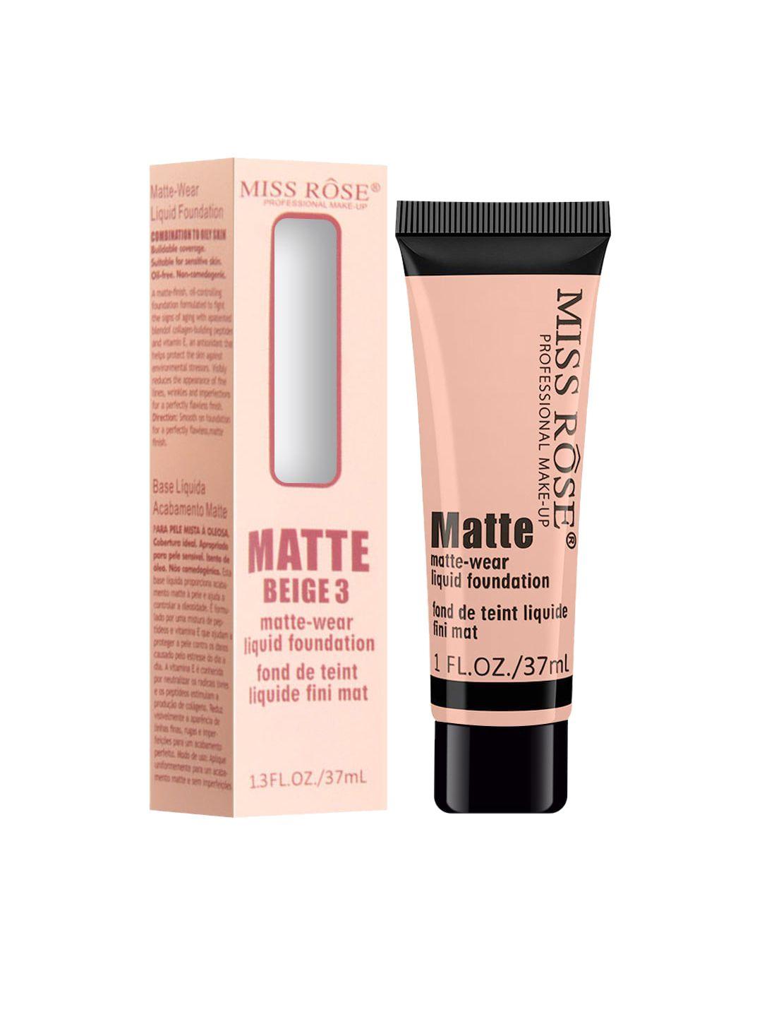 miss rose matte finish liquid foundation tube beige 03 - 37 ml