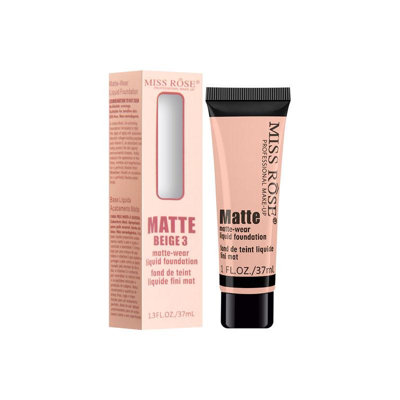 miss rose matte finish liquid foundation tube beige 03