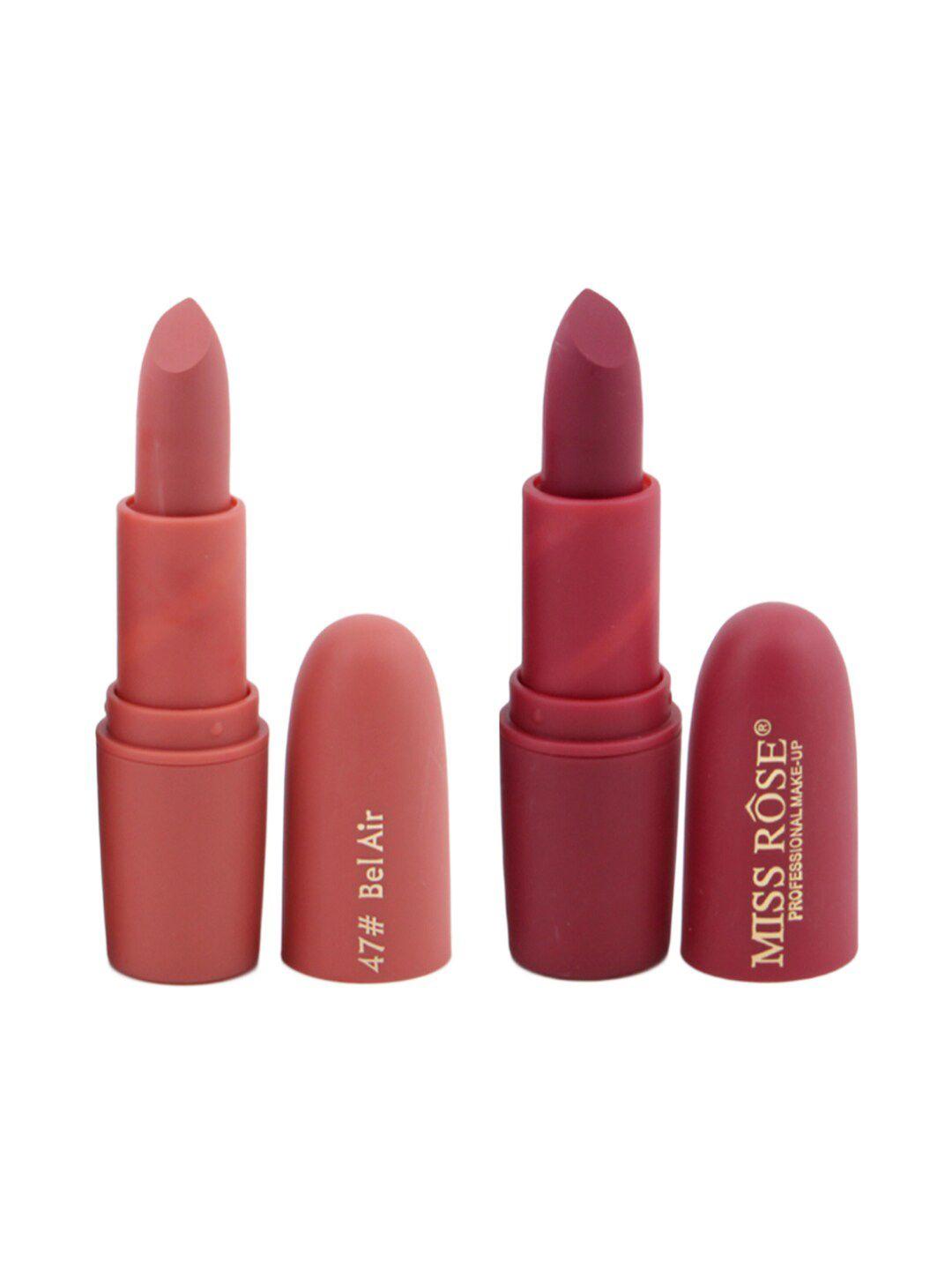 miss rose professional make-up set of 2 matte creamy lipsticks - bel air 47 & chii 49