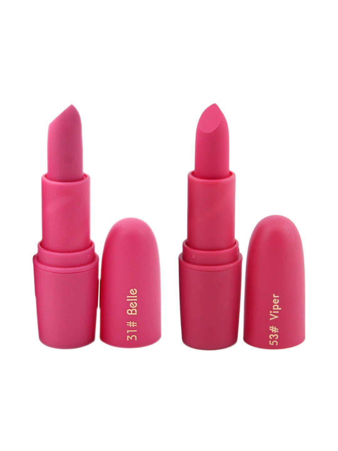 miss rose professional make-up set of 2 matte creamy lipsticks - belle 31 & viper 53