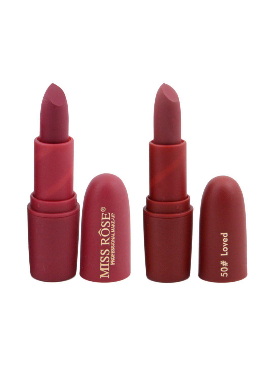 miss rose set of 2 matte creamy lipsticks - chii 49 & loved 50