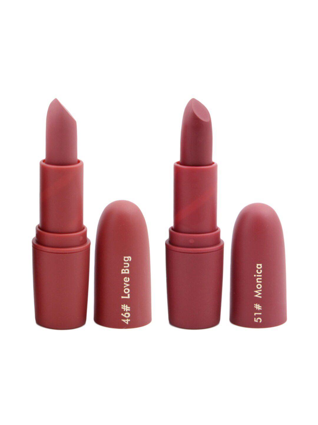 miss rose set of 2 matte creamy lipsticks - love bug 46 & monica 51